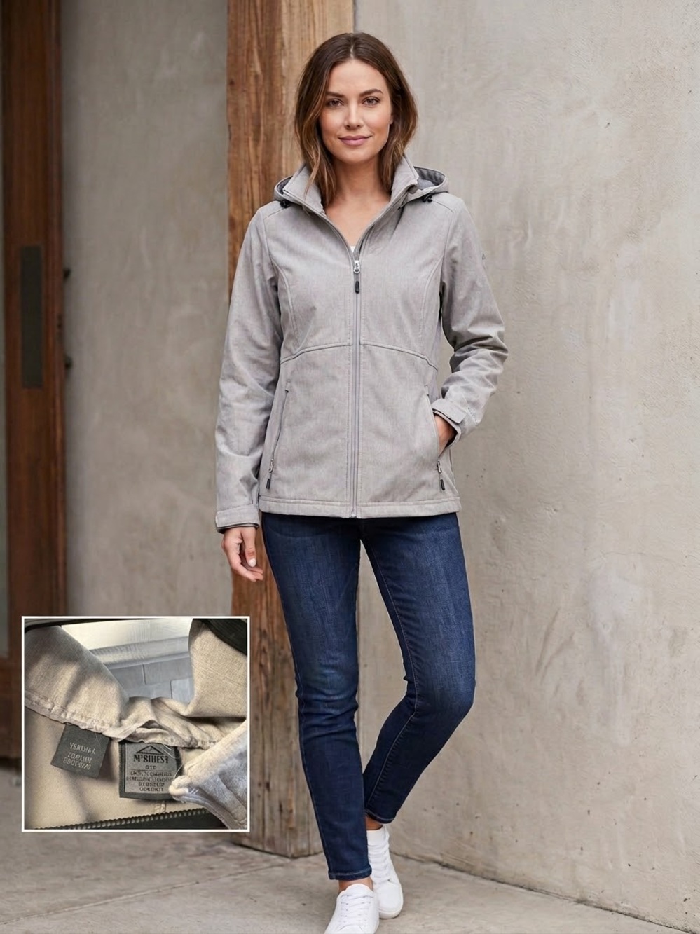 McKinley Women's Hooded Rain Jacket in Light Gray